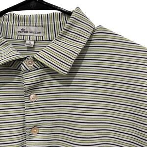 Peter Millar XL Striped Golf Polo Shirt Men's Short Sleeve Green Black White